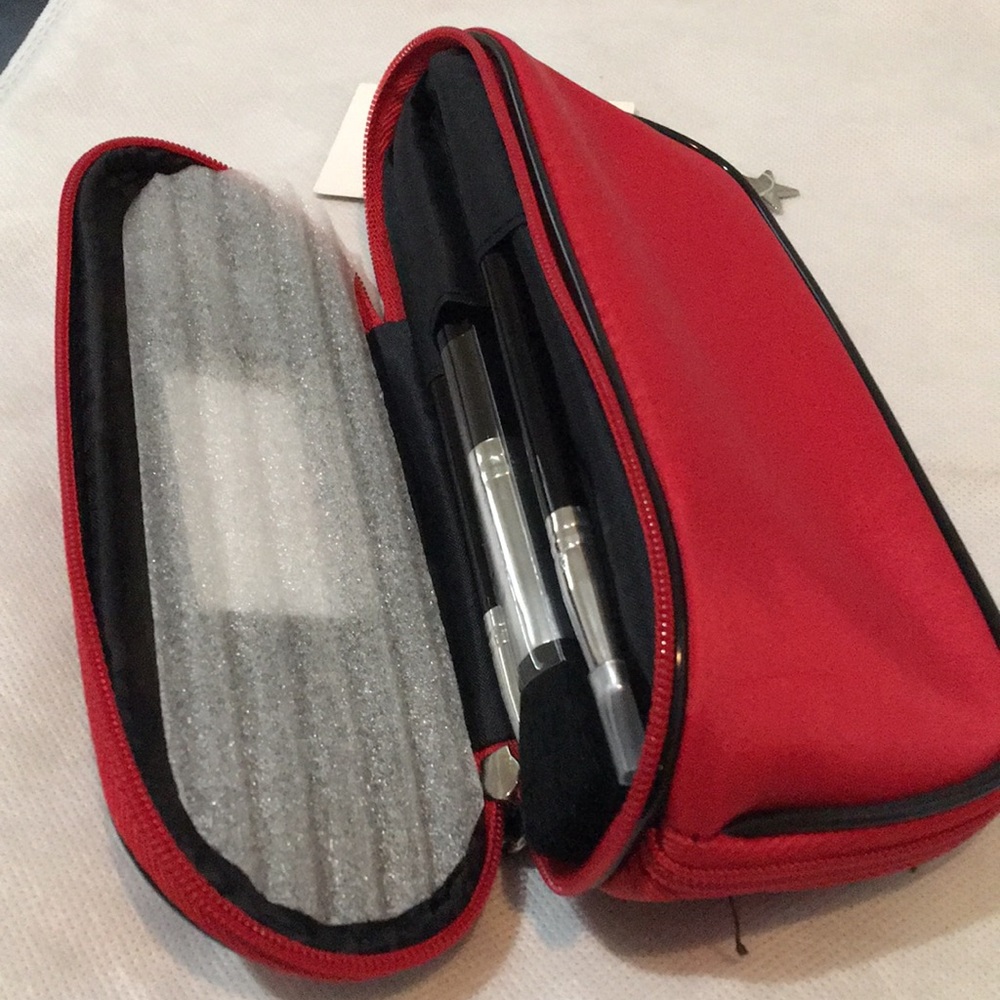 Brush set in makeup bag